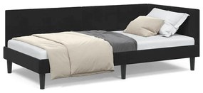 vidaXL Κρεβάτι Γωνίας με κεφαλάρι Μαύρο 90 x 200 cm Βελούδο