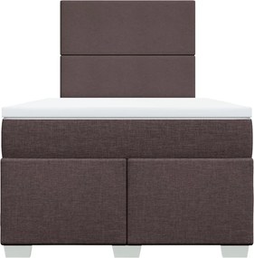 vidaXL Κρεβάτι Boxspring με Στρώμα Σκούρο Καφέ 120x200 εκ. Υφασμάτινο