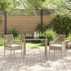 vidaXL Σέτ φαγητού για κήπο 3 pcs Μπεζ συνθετικό ρατάν