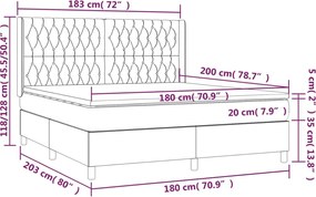 vidaXL Κρεβάτι Boxspring με Στρώμα Taupe 180x200 εκ. Υφασμάτινο