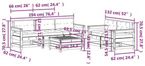 Σαλόνι Κήπου 6 τεμ. Λευκό από Μασίφ Ξύλο Πεύκου με Μαξιλάρια - Λευκό