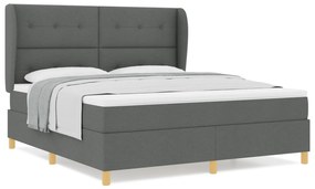 vidaXL Κρεβάτι Box Spring με Στρώμα - Σκούρο Γκρι, 180x200 εκ., Ύφασμα