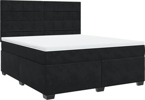 vidaXL Κρεβάτι Boxspring με Στρώμα Μαύρο 180x200 εκ. Βελούδινο