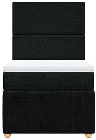 vidaXL Κρεβάτι Boxspring με Στρώμα Μαύρο 90x190 εκ.Υφασμάτινο