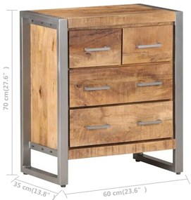 vidaXL Συρταριέρα 60 x 35 x 70 εκ. από Ακατέργαστο Ξύλο Μάνγκο