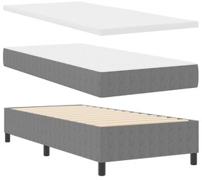 vidaXL Κρεβάτι Box Spring με Στρώμα σε Ανοιχτό Γκρι, 100 x 200 εκ. από ύφασμα κορντούρας