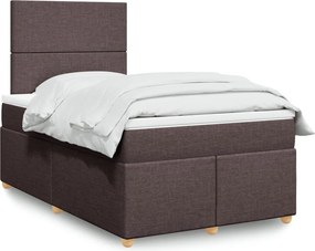 vidaXL Κρεβάτι Boxspring με Στρώμα Σκούρο Καφέ 120x190 εκ Υφασμάτινο