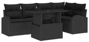 vidaXL Σετ Καναπέ Κήπου 6 pcs Μαύρο 100 x 55 x 73 εκ Πολυ ράταν