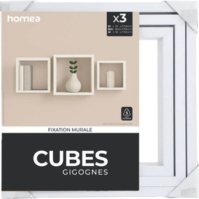 ΡΑΦΙΈΡΕΣ/ΡΆΦΙΑ ΤΟΊΧΟΥ SET OF 3 NESTED CUBES MDF 23/26,5/30CM WHITE 6RAN7
