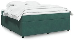 vidaXL Κρεβάτι Boxspring με Στρώμα Σκούρο Πράσινο 180x200εκ. Βελούδινο
