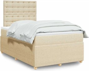 vidaXL Κρεβάτι Boxspring με Στρώμα Κρεμ 120x200 εκ. Υφασμάτινο