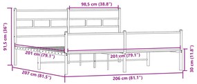 ΣΚΕΛΕΤΟΣ ΚΡΕΒ. ΧΩΡΙΣ ΣΤΡΩΜΑ SONOMA ΔΡΥΣ 200X200 ΕΚ. ΜΕΤΑΛΛΙΚΟ 3308507