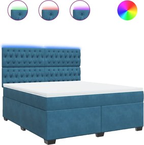 vidaXL Κρεβάτι Boxspring με Στρώμα Μπλε 180x200 εκ. Βελούδινο