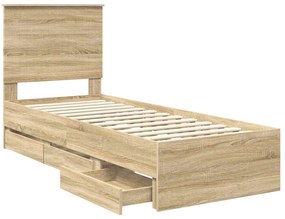 vidaXL Σκελετός Κρεβατιού Δρύς Sonoma 75 x 190 cm Μηχανήματος Ξύλο