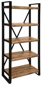 Βιβλιοθήκη Miles pakoworld mango ξύλο σε φυσική-μαύρη απόχρωση 80x40x180εκ