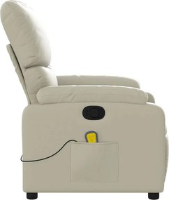 vidaXL Πολυθρόνα Μασάζ Ανακλινόμενη Κρεμ από Συνθετικό Δέρμα