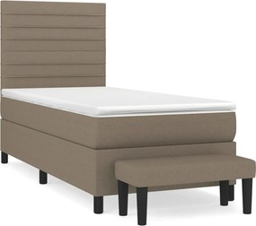 vidaXL Κρεβάτι Boxspring με Στρώμα Taupe 90x190 εκ.Υφασμάτινο