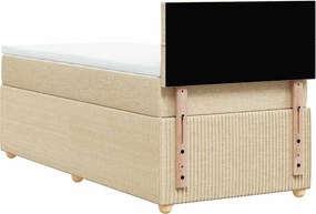 vidaXL Κρεβάτι Boxspring με Στρώμα Κρεμ 90x190 εκ.Υφασμάτινο