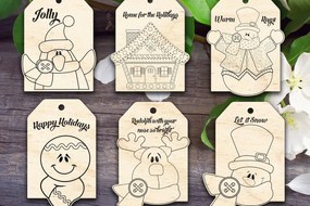 Σετ των 2 Intra απο ξύλο plywood 3mm-4mm πάχος Ετικέτες δώρου Χριστουγέννων V3 Δίασταση 15x15 cm INTRAFABR-36909106