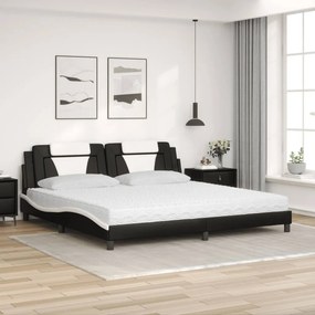 vidaXL Κρεβάτι Viana με Στρώμα Μαύρο/Λευκό 200x200εκ.Συνθ. Δέρμα