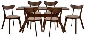 Set Dining Table 7 pieces Walnut Table &amp; Roselyn Chairs