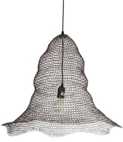 01893 GloboStar®  KENTUCKY 01893 Vintage Κρεμαστό Φωτιστικό Πλέγμα Μονόφωτο 1 x E27 IP20 Καφέ Μέταλλο - Μ60 x Π60 x Υ52cm