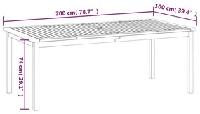 ΤΡΑΠΕΖΙ ΚΗΠΟΥ 200 X 100 X 74 ΕΚ. ΑΠΟ ΜΑΣΙΦ ΞΥΛΟ ΑΚΑΚΙΑΣ 318744