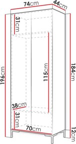 Γκαρνταρόμπα Zilion-Leuko - 74.00Χ44.00Χ196.00cm