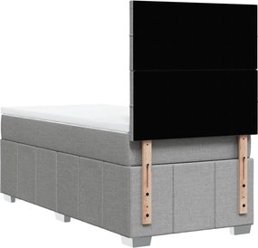 vidaXL Κρεβάτι Boxspring με Στρώμα Ανοιχτό Γκρι 100x200 εκ. Υφασμάτινο