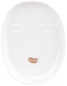 Πιατέλα Διακοσμητική Πορσελάνινη Face RD0015727 9x7cm White-Gold Raeder Πορσελάνη