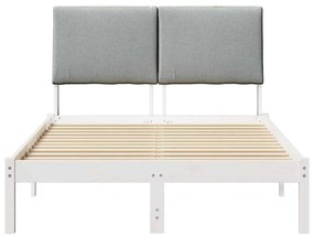 vidaXL Σκελετός Κρεβατιού Λευκό και ανοιχτό γκρι 135 x 190 cm