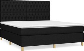 vidaXL Κρεβάτι Boxspring με Στρώμα Μαύρο 180x200 εκ. Υφασμάτινο