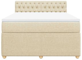 vidaXL Κρεβάτι Boxspring με Στρώμα Κρεμ 140x200 εκ. Υφασμάτινο