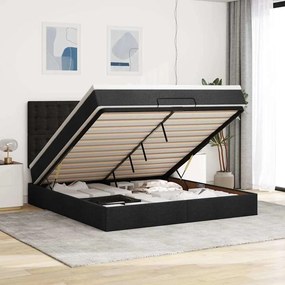 vidaXL Οθωμανικό κρεβάτι με στρώμα Μαύρο 180x200cm Ύφασμα