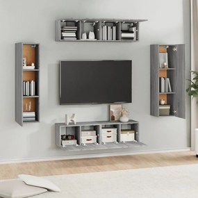 vidaXL Σετ Επίπλων Τηλεόρασης 6 Τεμ. Γκρι Sonoma Επεξεργασμένο Ξύλο