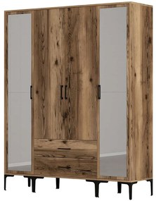 Ντουλάπα Τετράφυλλη Kumsal 845HCT5477 160x47,5x201,4cm Walnut Τετράφυλλη