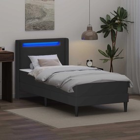 vidaXL Σκελετός κρεβατιού με στρώμα Γκρι 100 x 200 cm Τεχνητό Δέρμα