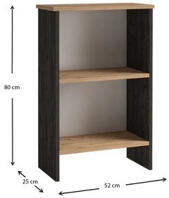 ΒΙΒΛΙΟΘΗΚΗ ΜΕΛΑΜΙΝΗΣ FLORA MEGAPAP ΧΡΩΜΑ INDUSTRIAL GREY - OAK 52X25X80ΕΚ.