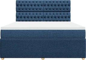 vidaXL Κρεβάτι Boxspring με Στρώμα Μπλε 180x200 εκ. Υφασμάτινο