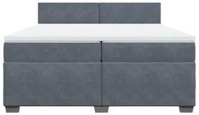 vidaXL Κρεβάτι Boxspring με Στρώμα Σκούρο Γκρι 200x200 εκ. Βελούδινο