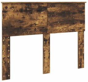 vidaXL Σκελετός Κρεβατιού με κεφαλάρι Καπνιστό Δρύς 135 x 190 cm