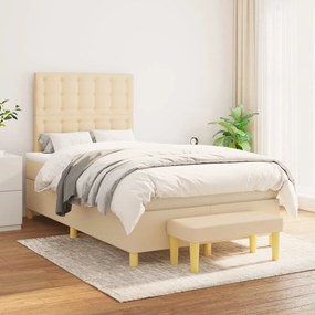 vidaXL Κρεβάτι Boxspring με Στρώμα Κρεμ 120x190 εκ. Υφασμάτινο