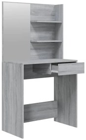vidaXL Μπουντουάρ με Καθρέφτη Γκρι Sonoma 74,5x40x141 εκ.