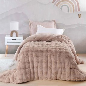 Γούνινο Κουβερτοπάπλωμα Μονό (160x220) Rythmos Luxe Beige