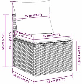 vidaXL Σετ Καναπέ Κήπου με μαξιλάρι 9 pcs Γκρι Πολυ ράταν