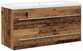 vidaXL Ντουλάπα νιπτήρα με λεκάνη 2 pcs Παλαιό ξύλο 100 x 38.5 x 48 cm