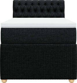 vidaXL Κρεβάτι Boxspring με Στρώμα Μαύρο 90x200 εκ. Υφασμάτινο