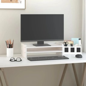 vidaXL Βάση Οθόνης Λευκή 50x24x16 εκ. από Μασίφ Ξύλο Πεύκου