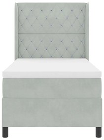 vidaXL Κρεβάτι με ελατήρια Ανοιχτό γκρι 90 x 200 cm Βελούδο