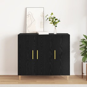 vidaXL Μαύρος Μπουφές Δρυς  90x34x80 εκ. Φτιαγμένος από ξύλο